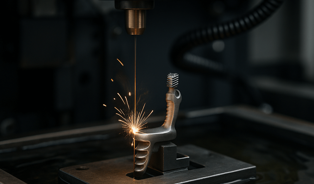 Präzise Bearbeitung eines medizinischen Implantats mit einer EDM Maschine.