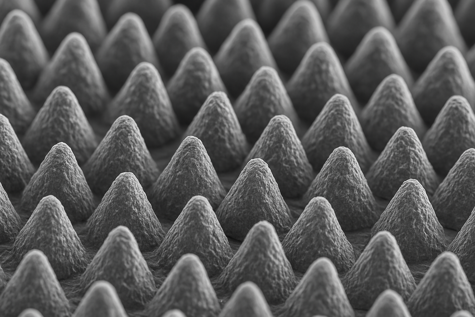 Mikrostrukturierte Titan-Oberfläche unter dem Mikroskop.